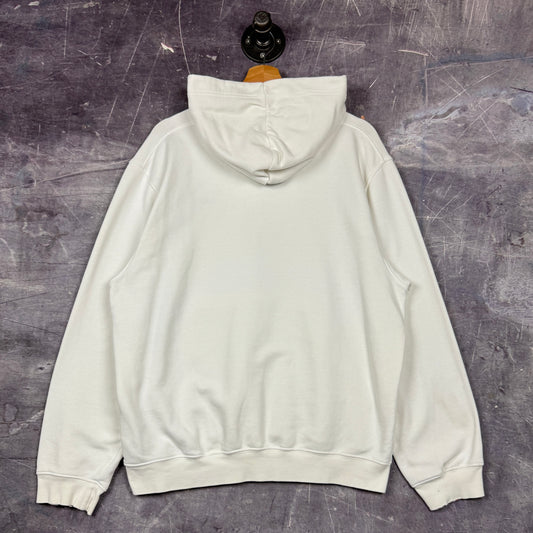 Early 00s White Nike Mini Swoosh Essential Logo Hoodie L 0015