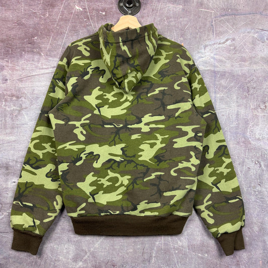 80s Woodland Camo Carhartt Thermal Lined Zip Up Hoodie L 2318