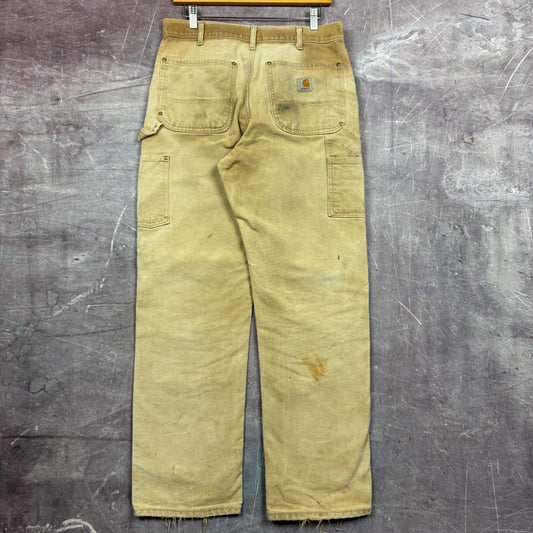 90s Tan Brown Carhartt Double Knee Carpenter Work Pants 32x30.5 2439