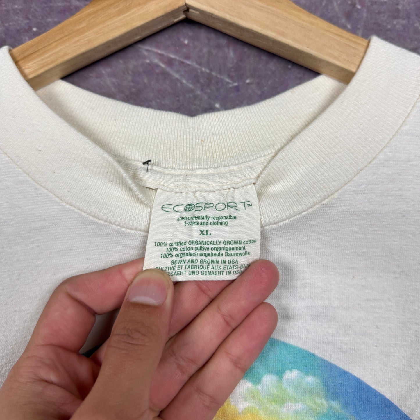 90s White Human-i-Tees Circle of Life Animals Human I Tees Earth Graphic Shirt L 2551