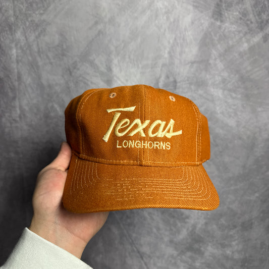 80s Texas Longhorns Sports Specialties Single Line Script Snapback Hat 4628