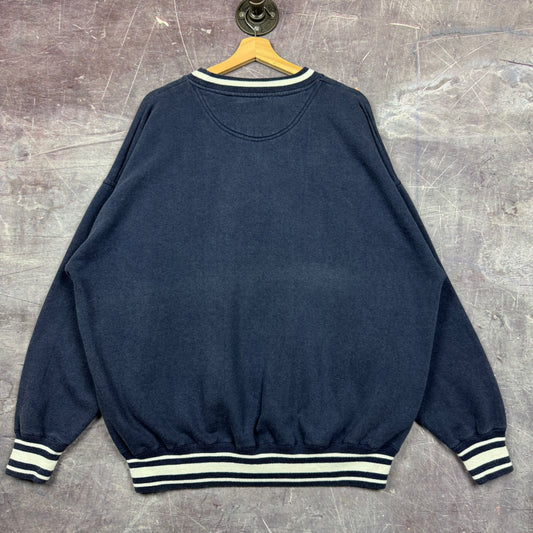 90s Navy Blue Cleveland Indians Embroidered Logo Crewneck Sweatshirt XL 1838