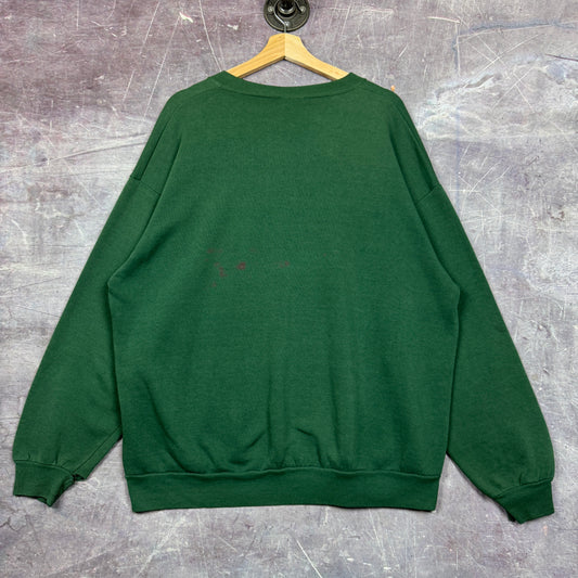 90s Green Jerzees Blank Essential Crewneck Sweatshirt L 1816