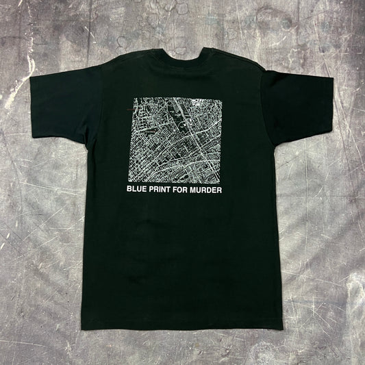 90s Black OJ Simpmson Blueprint For Murder Graphic Shirt XL AG91