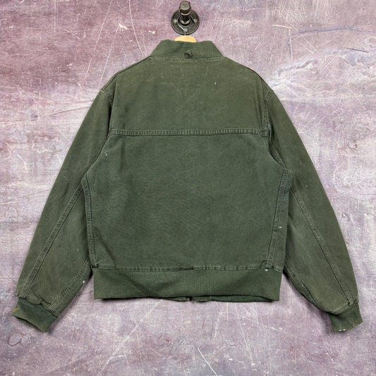 80s Olive Green Carhartt Western Santa Fe Lightweight Work Jacket L 2325