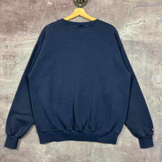 90s Navy Blue University of Illinois at Springfield Spellout Graphic Crewneck Sweatshirt L 1843