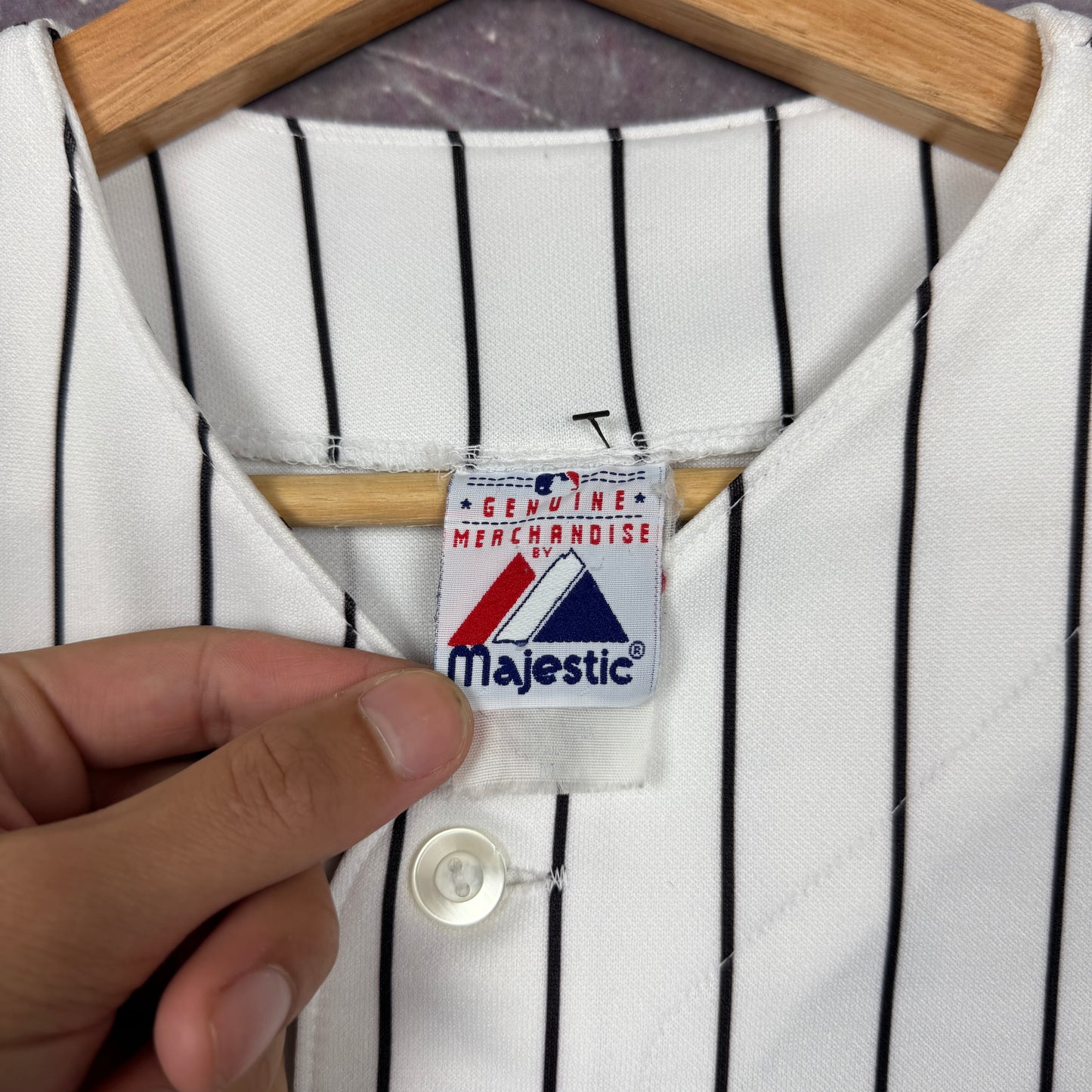 Early 00s White Striped Houston Astros Oswalt Button Up Jersey M 2029