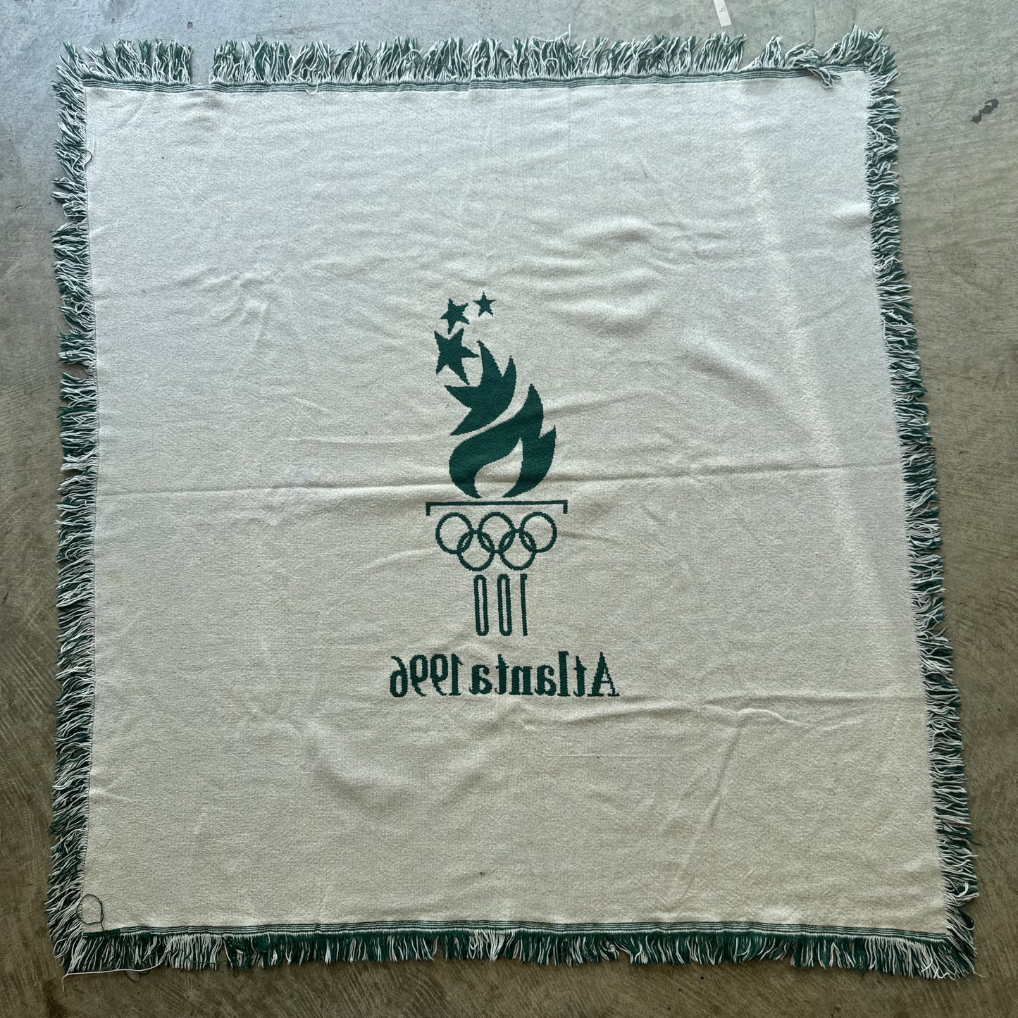 1996 Atlanta Olympics Green White Throw Blanket