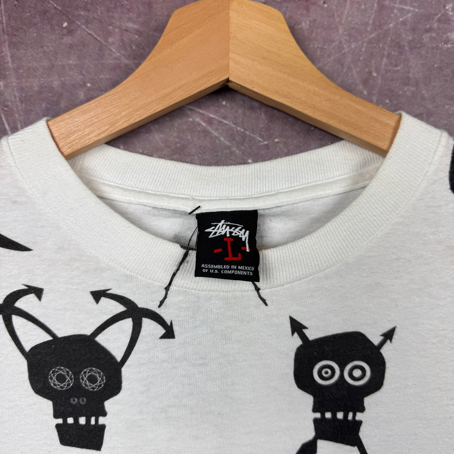 Early 00s White Stussy Futura AOP Shirt 3667