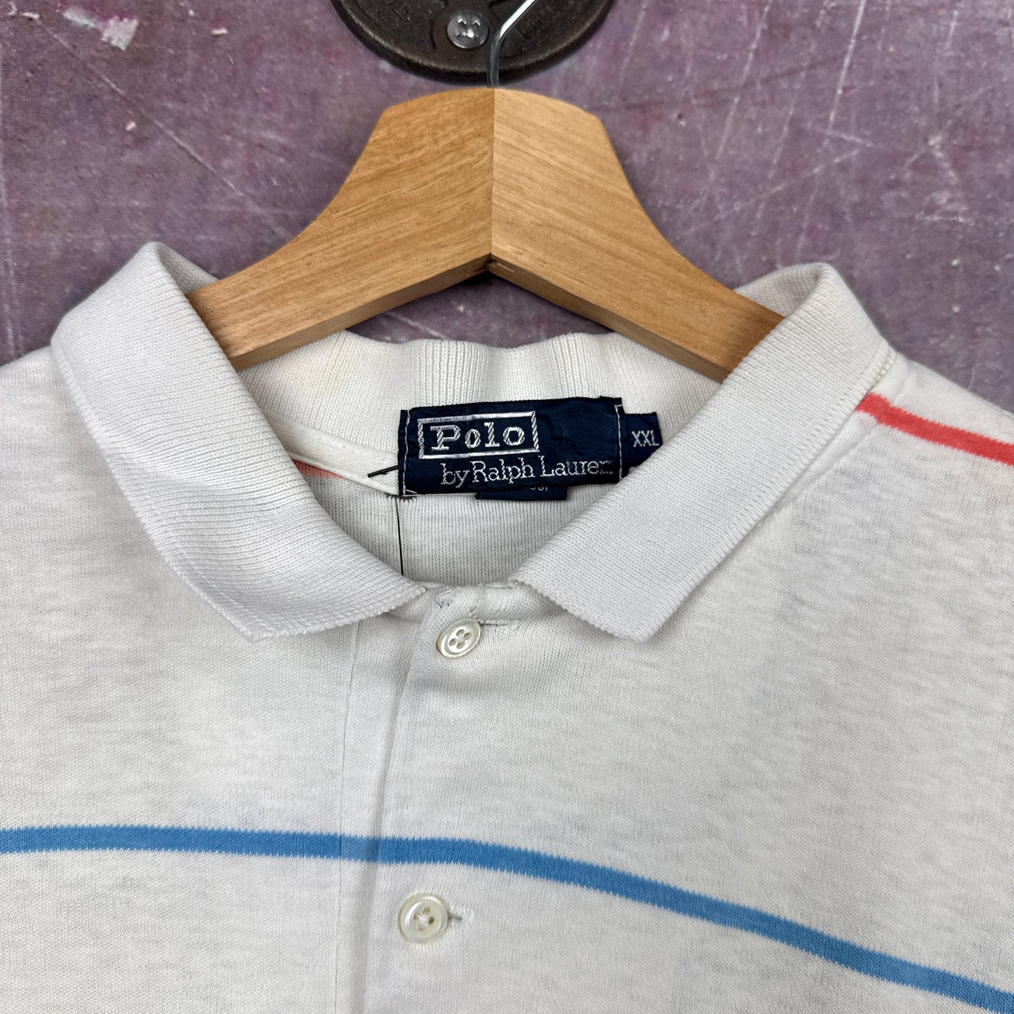 90s White Striped Polo Ralph Lauren Shirt 3619