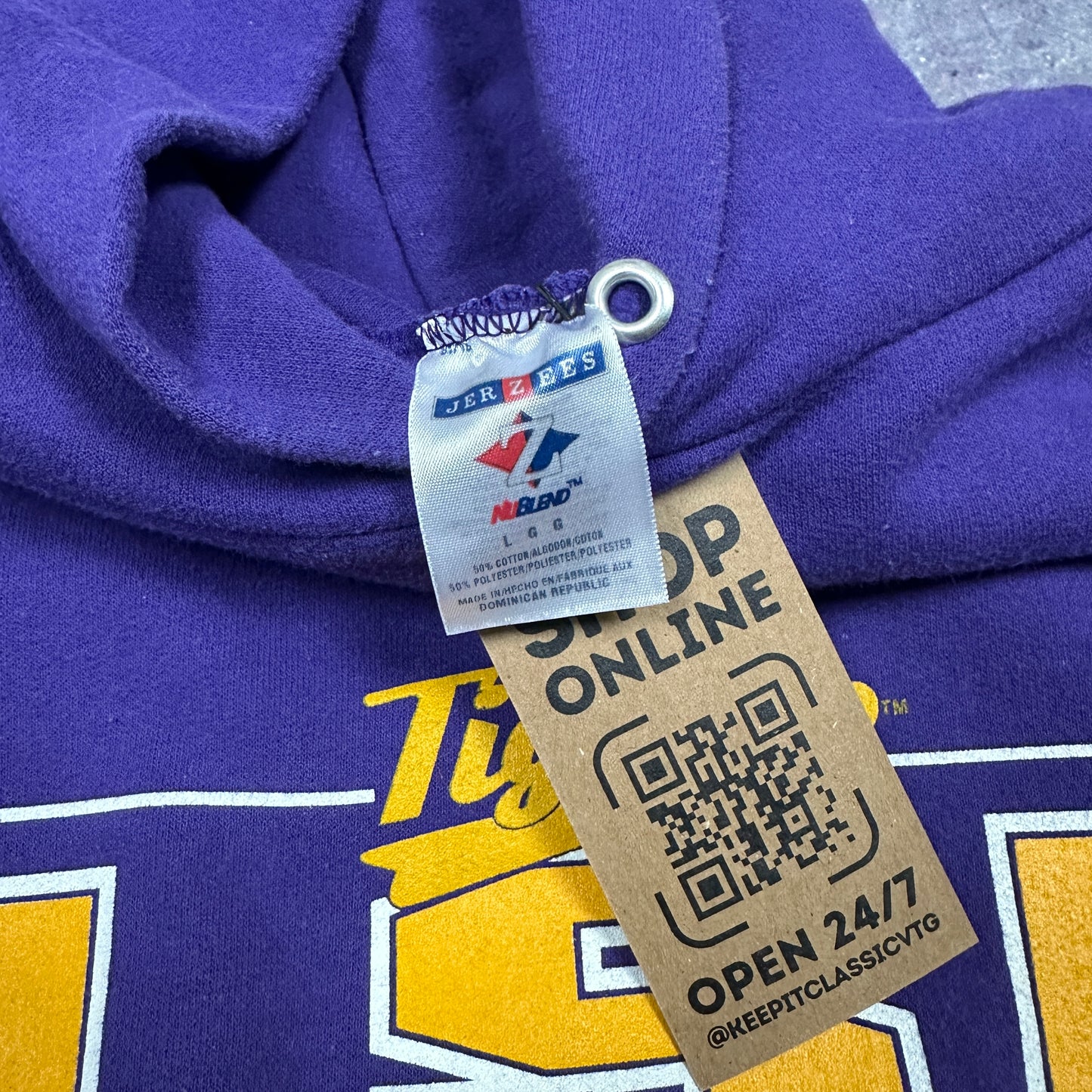 Early 00s Purple LSU Tigers Graphic Hoodie L AA74