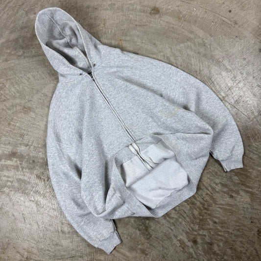 90s Light Gray Tultex Blank Essential Zip-up Hoodie 3XL AP03