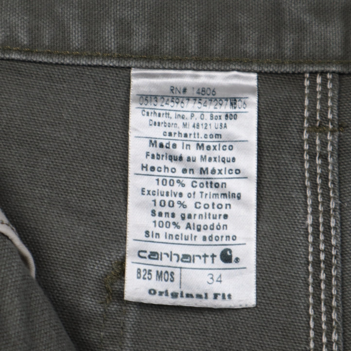 Y2K Moss Green Carhartt Original Fit Carpenter Shorts 5185