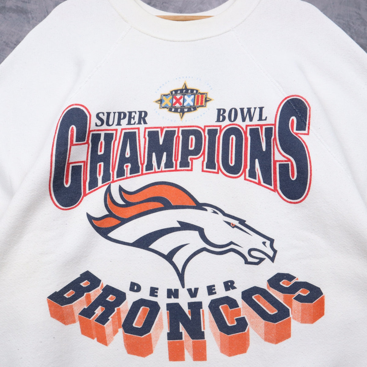 1998 White Denver Broncos Super Bowl Champions Crewneck Sweatshirt 6441