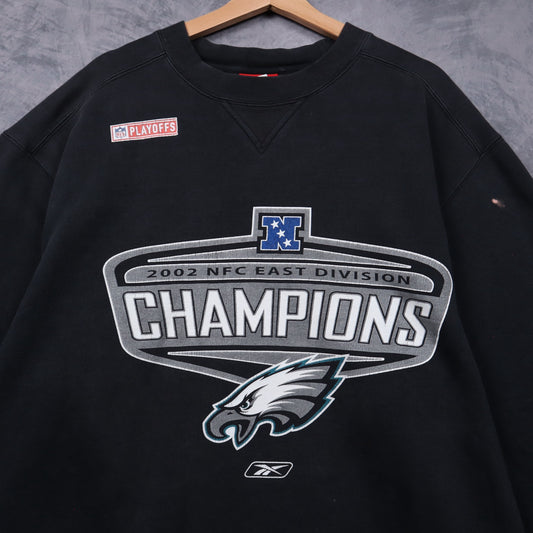2002 Black Philadelphia Eagles NFC East Division Champions Crewneck Sweatshirt 6782