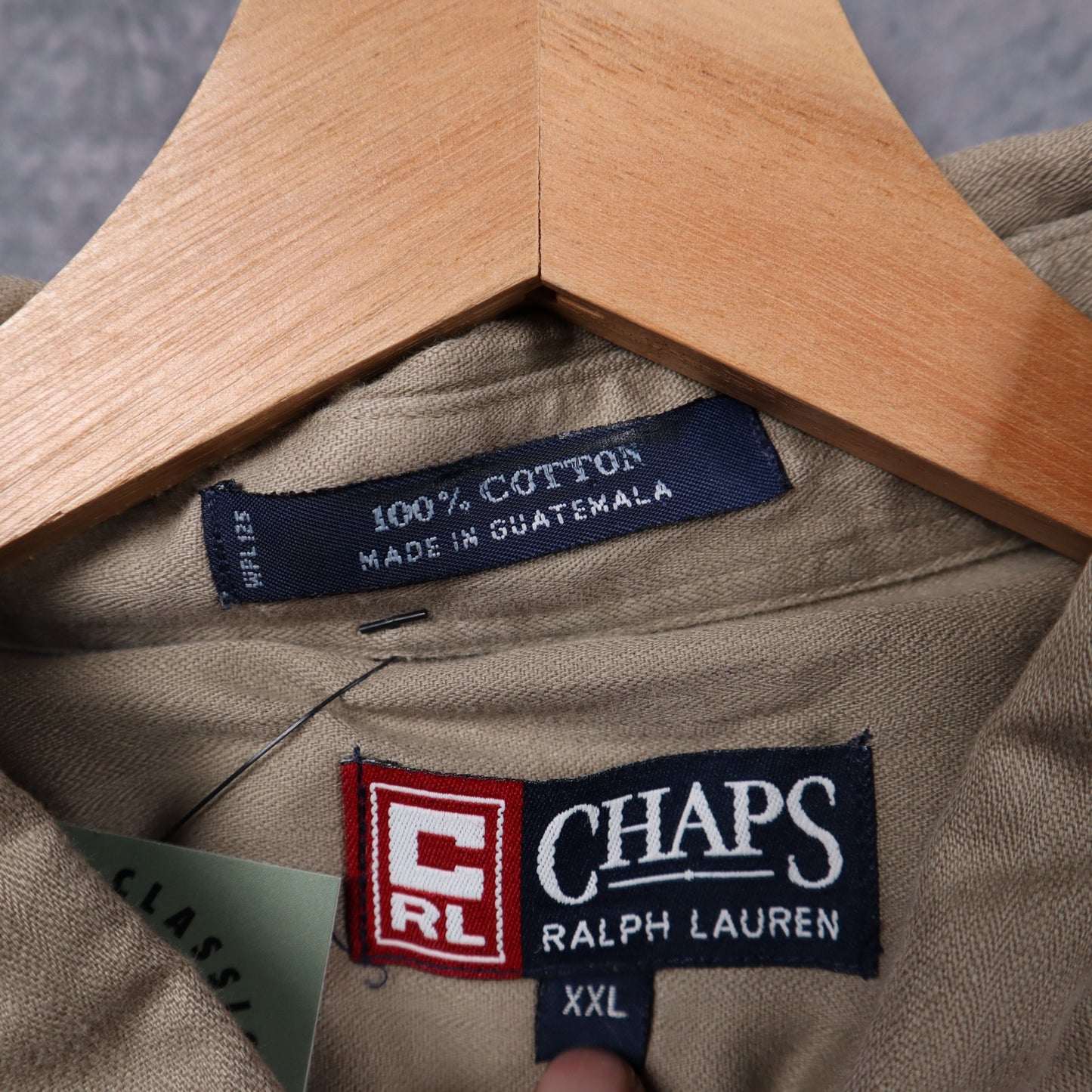 90s Khaki Chaps Ralph Lauren Crest Long Sleeve Button Up Shirt 5317