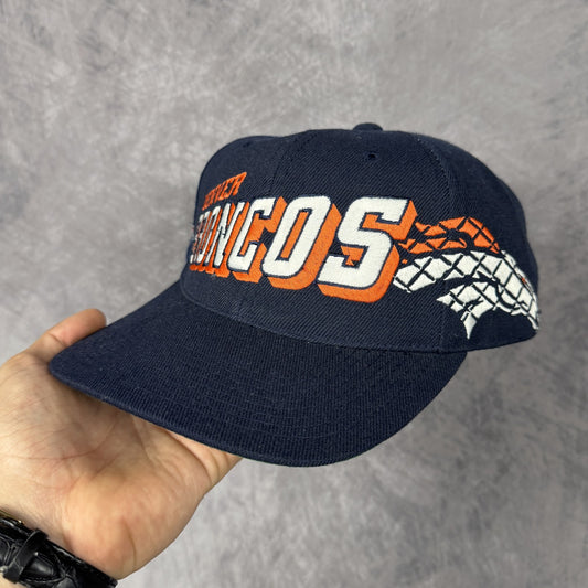 90s Navy Blue Denver Broncos Sports Specialties Grid Hat 6837