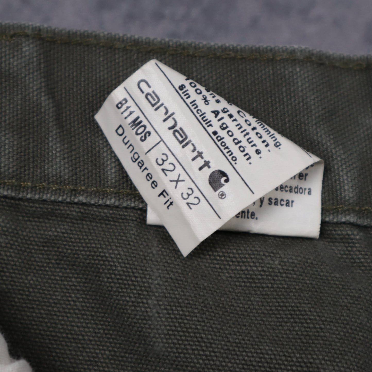 Early 2000s Olive Green Carhartt Painted Dungaree Carpenter Pants 5257