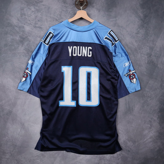 00s Navy Blue Tennessee Titans Vince Young #10 Reebok NFL Jersey 6574