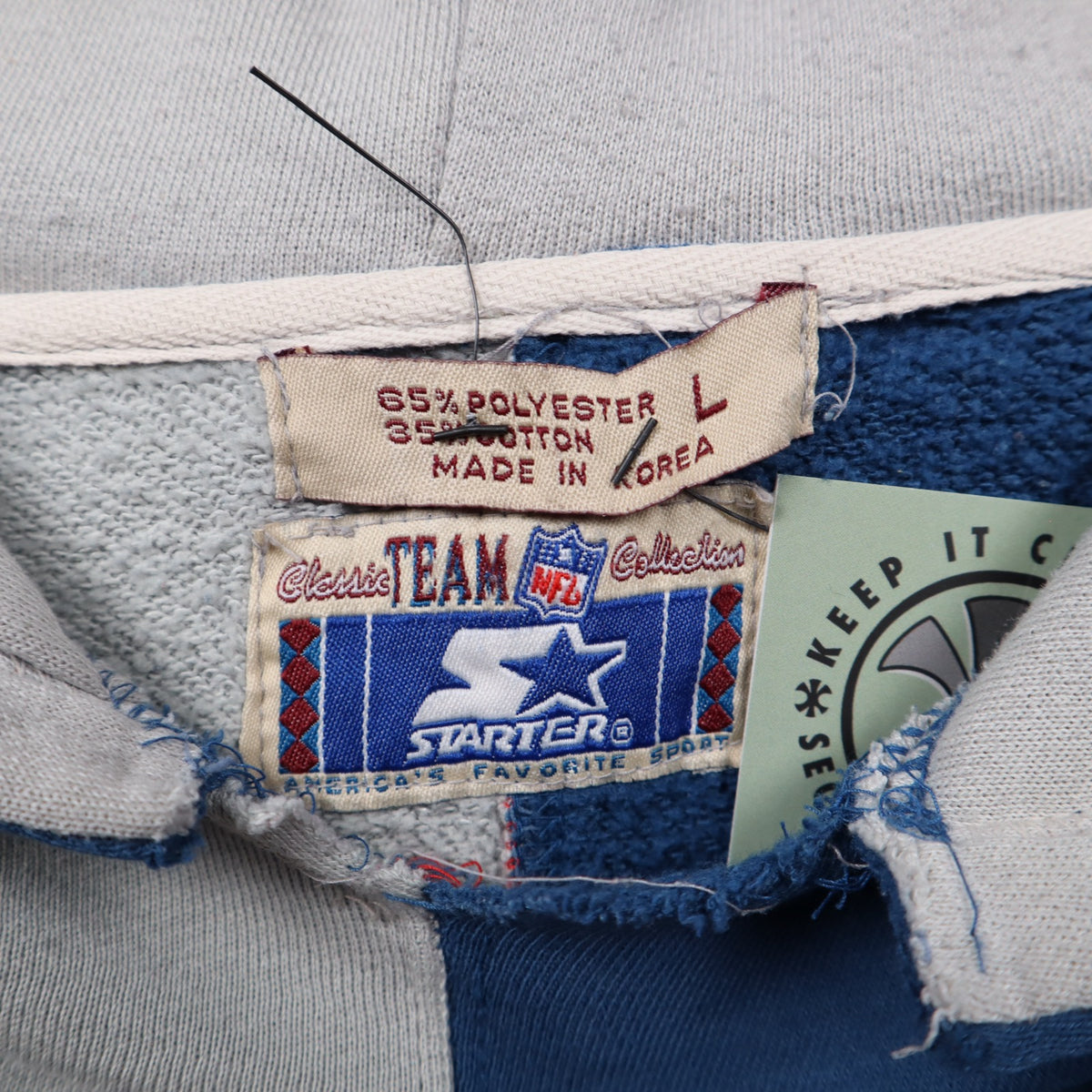 90s Blue and Grey Dallas Cowboys Starter Split Hoodie 6587