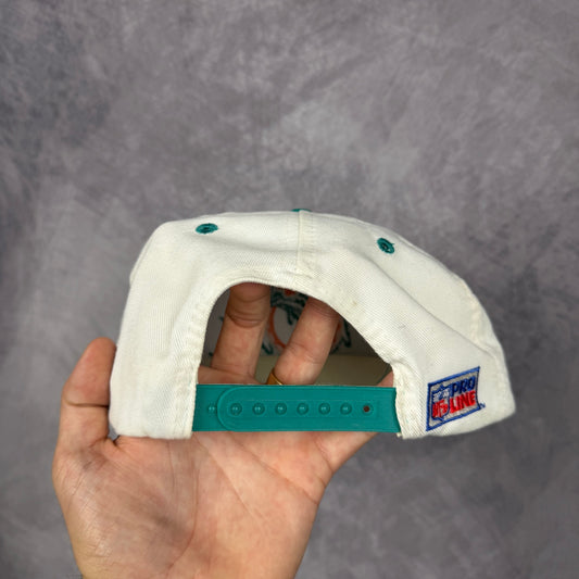 90s White Miami Dolphins Logo Athletic Sharktooth Snapback Hat 6818