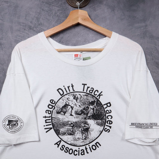 90s White Vintage Dirt Track Racers Association Shirt 5385
