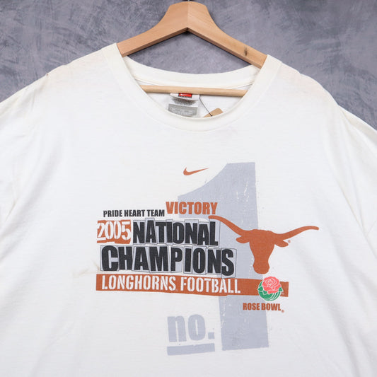 2005 White Texas Longhorns National Champions Rose Bowl Nike Shirt 5765