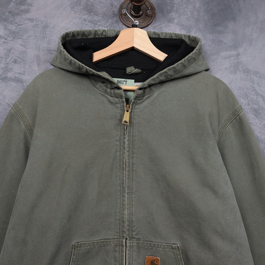 00s Green Carhartt Hooded Active Jacket 4795