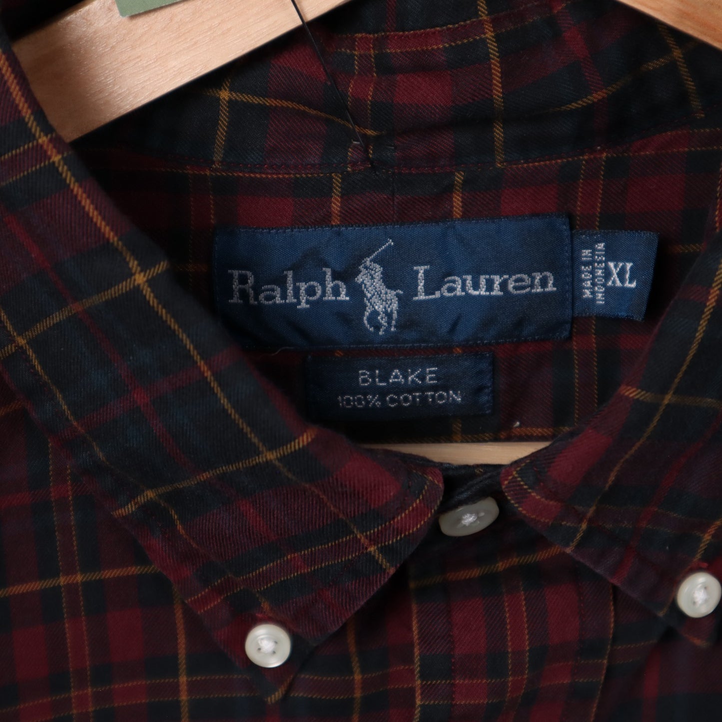 90s Burgundy Ralph Lauren Blake Plaid Long Sleeve Button Up Shirt 5409