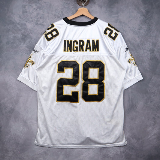 00s White New Orleans Saints Ingram #28 Reebok NFL Jersey 6644