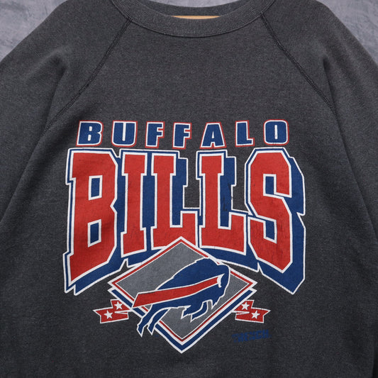 90s Dark Grey Buffalo Bills Crewneck Sweatshirt 6469