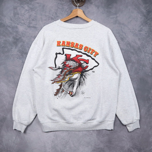 1993 Grey Kansas City Chiefs Crewneck Sweatshirt 6432