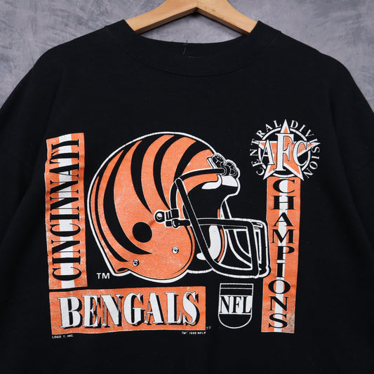 1990 Black Cincinnati Bengals AFC Central Division Champions Crewneck Sweatshirt 6453