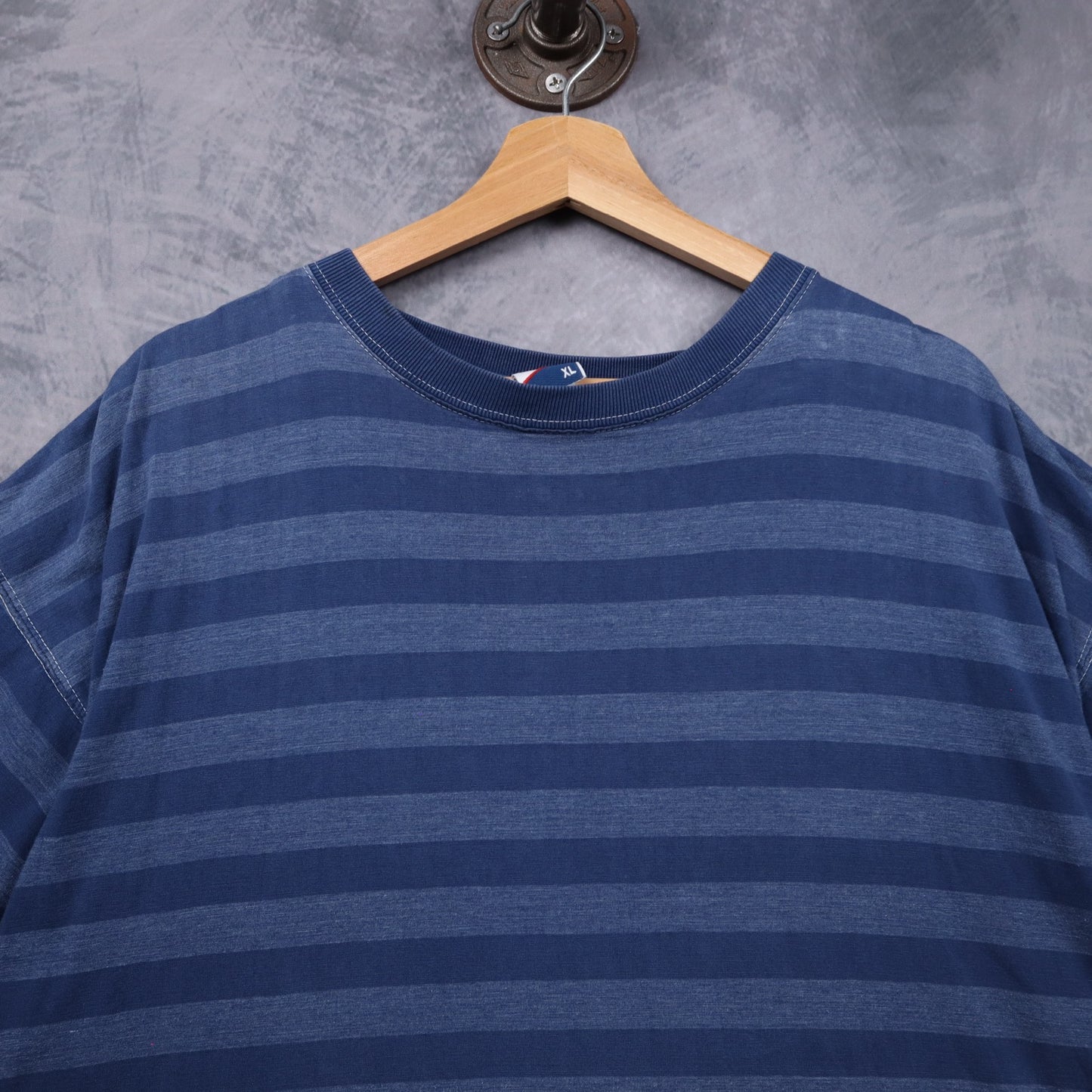 90s Blue Bike Striped Shirt 5506