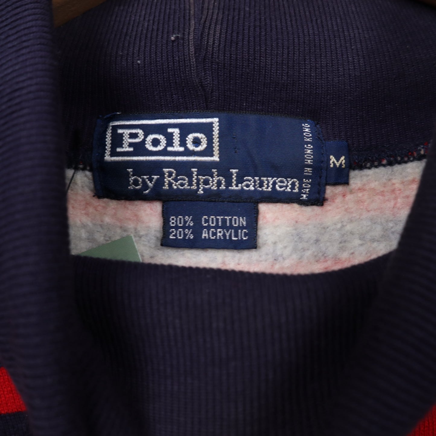 90s Red & Navy Polo Ralph Lauren Striped Mock Neck Sweatshirt 5430