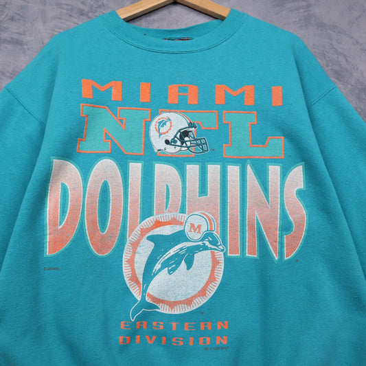 1992 Teal Miami Dolphins Eastern Division Crewneck Sweatshirt 6473