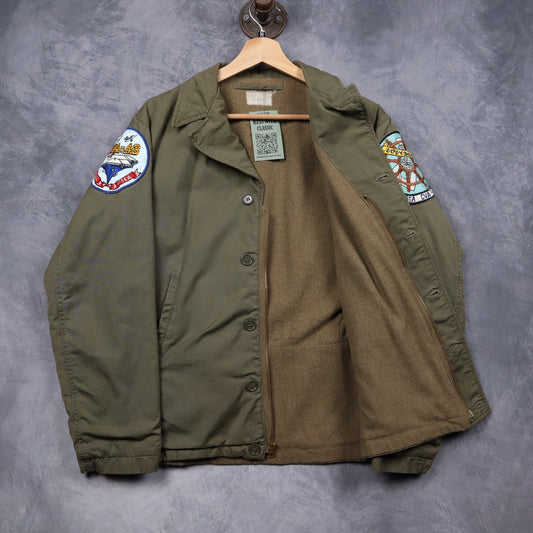 60s Olive Green USN USS Coral Sea A-4B Navy Deck Jacket 5072