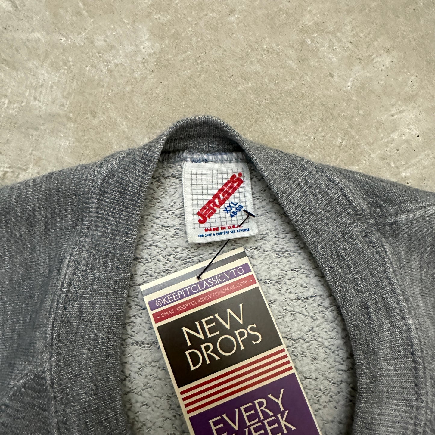 90s Gray Raglan Blank Crewneck Sweatshirt L Q41