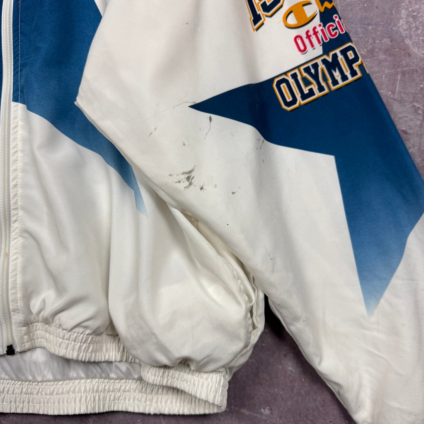1996 White & Blue Atlanta Olympics Windbreaker 3475