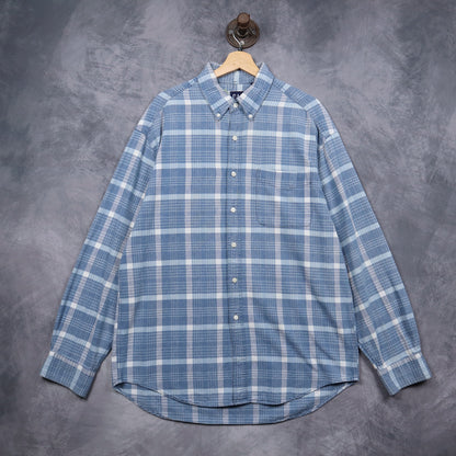90s Blue Gap Plaid Long Sleeve Button Up Shirt 5142
