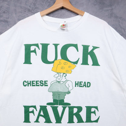 90s White Fuck Favre Cheese Head Shirt 6693