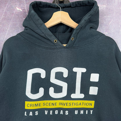 Early 00s Faded Black CSI Las Vegas Unit Graphic Hoodie XL 1260