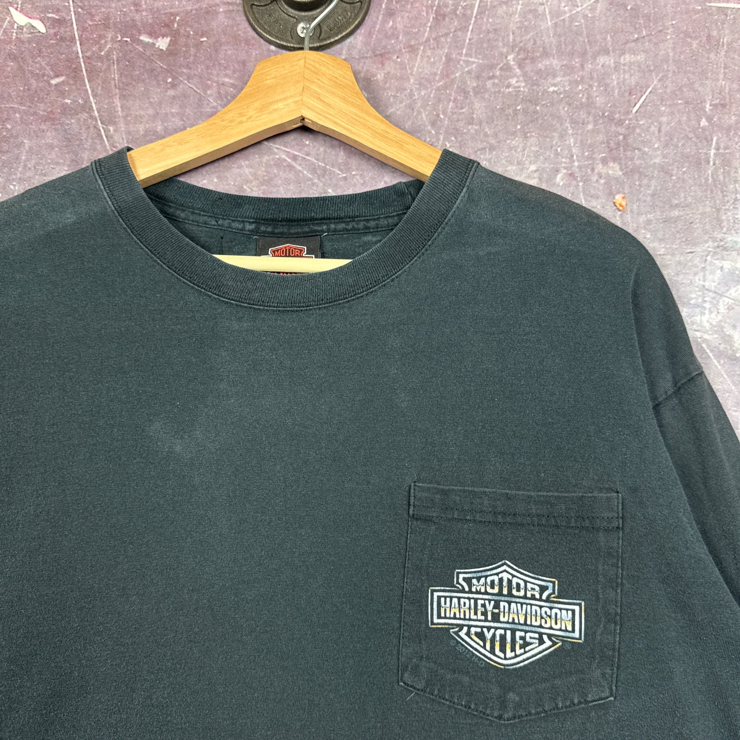 00s Navy Blue Harley Davidson Long Sleeve Shirt 3058
