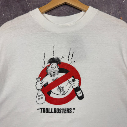 90s White Anti Trollbusters Graphic Shirt L 0884