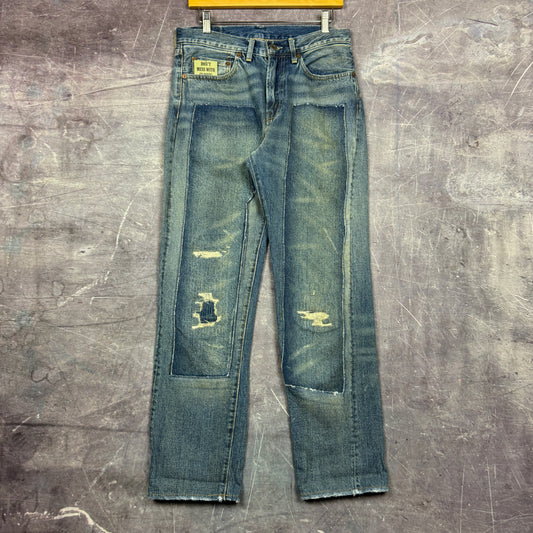 Early 00s Dark Wash Repaired Patwork Redline Selvedge LCV Levi's 501Z XX Denim Jeans 30x30 0811