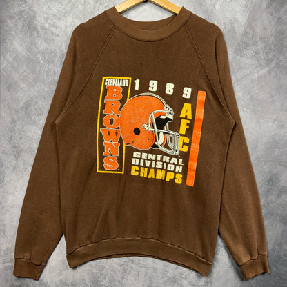 1989 Brown Cleveland Browns Crewneck Sweatshirt 4115