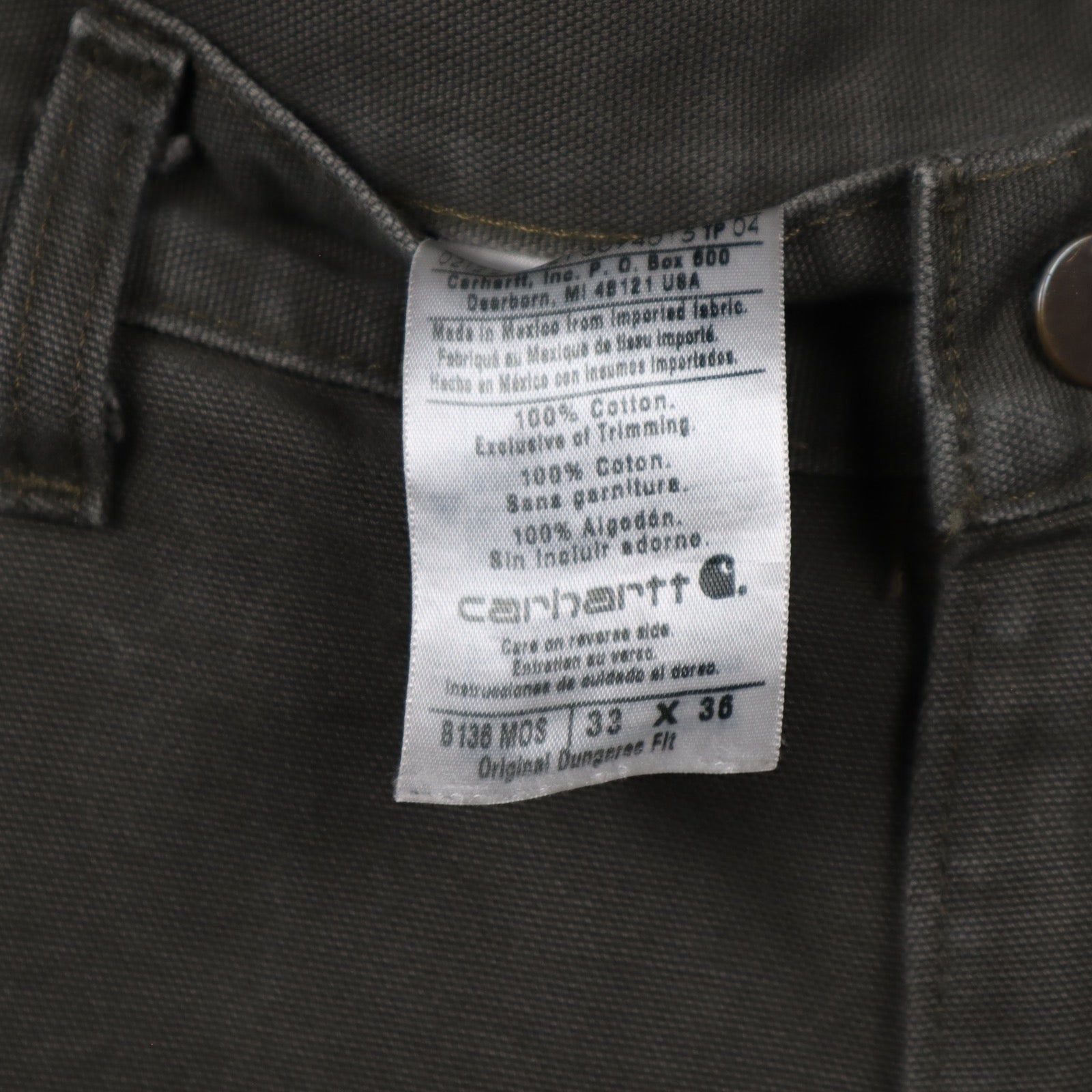 Y2K Moss Green Carhartt Double Knee Original Dungaree Fit Pants 5040