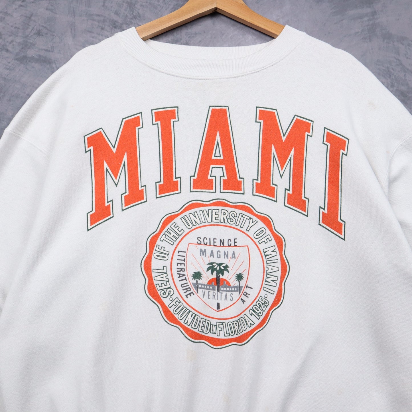 90s White University of Miami Seal Sweatshirt 5138