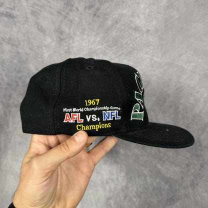 90s Black Green Bay Packers Annco Champions Snapback Hat 6803