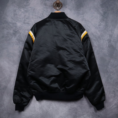 90s Black Los Angeles Lakers Starter Satin Bomber Jacket 5092